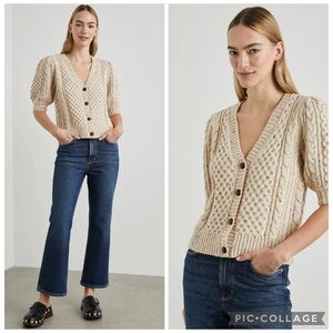 Rails Isla Confetti Cream Short Puff Sleeves Cardigan Sz Large MSRP$238